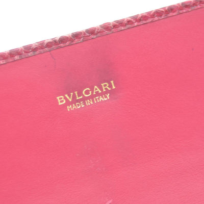 $790 BVLGARI Leather Bifold Long Wallet Pink Croc CONSIGNMENT