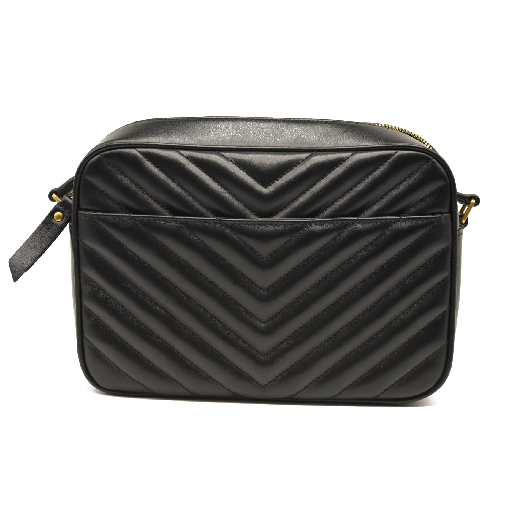 SAINT LAURENT Calfskin Matelasse Monogram Lou Camera Bag Black