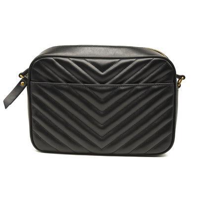 SAINT LAURENT Calfskin Matelasse Monogram Lou Camera Bag Black