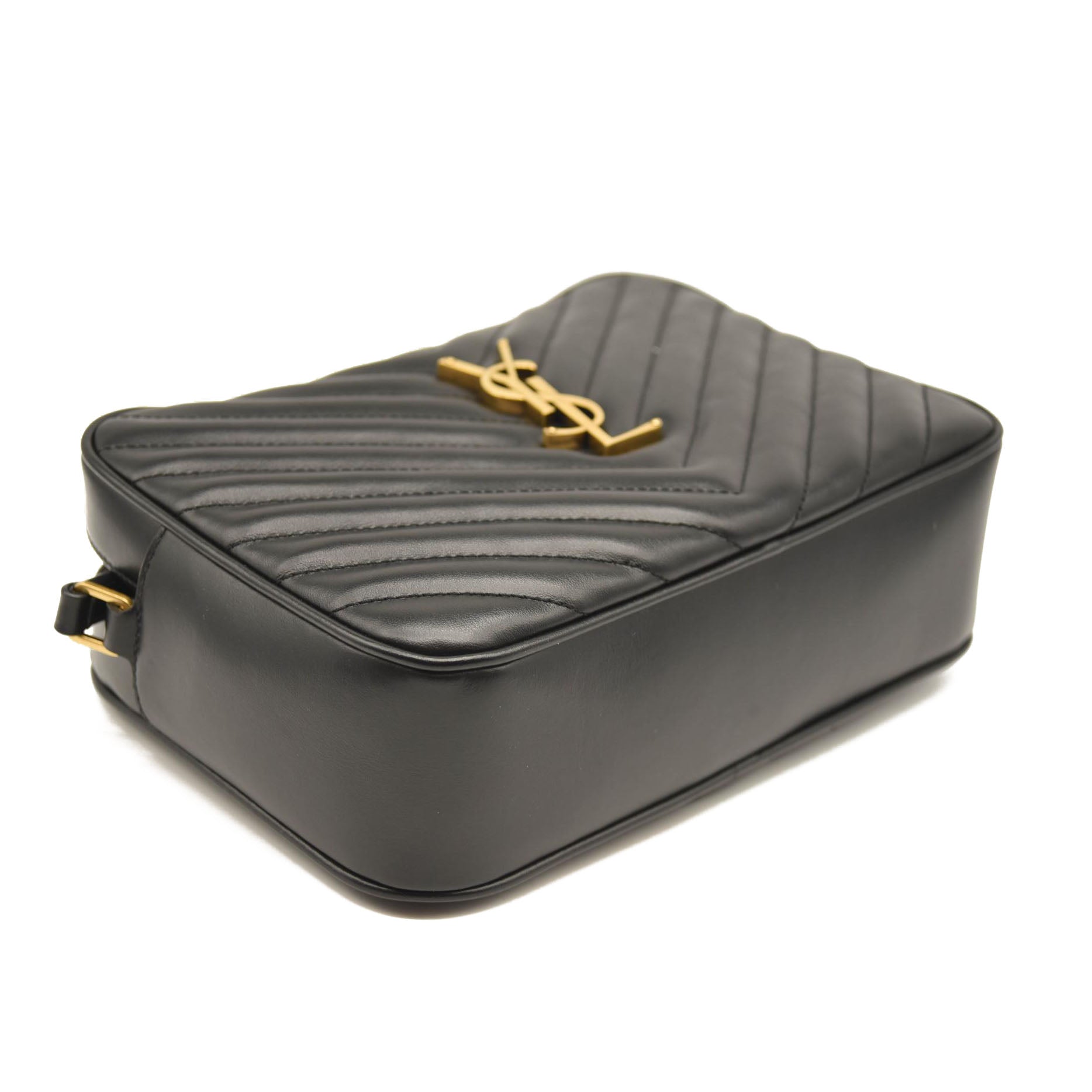 SAINT LAURENT Calfskin Matelasse Monogram Lou Camera Bag Black