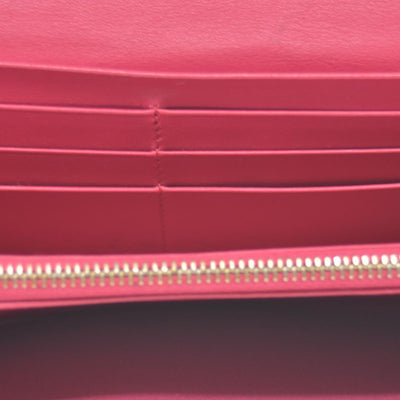$790 BVLGARI Leather Bifold Long Wallet Pink Croc CONSIGNMENT