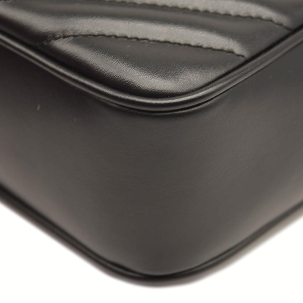 SAINT LAURENT Calfskin Matelasse Monogram Lou Camera Bag Black