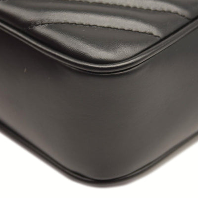 SAINT LAURENT Calfskin Matelasse Monogram Lou Camera Bag Black