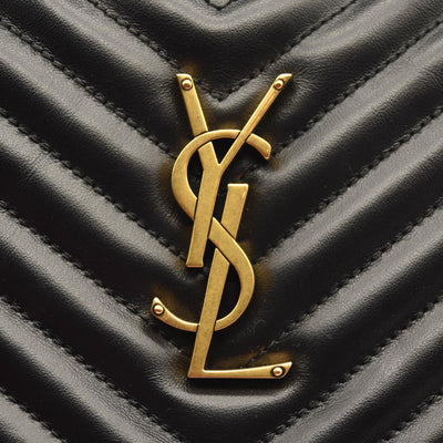 SAINT LAURENT Calfskin Matelasse Monogram Lou Camera Bag Black