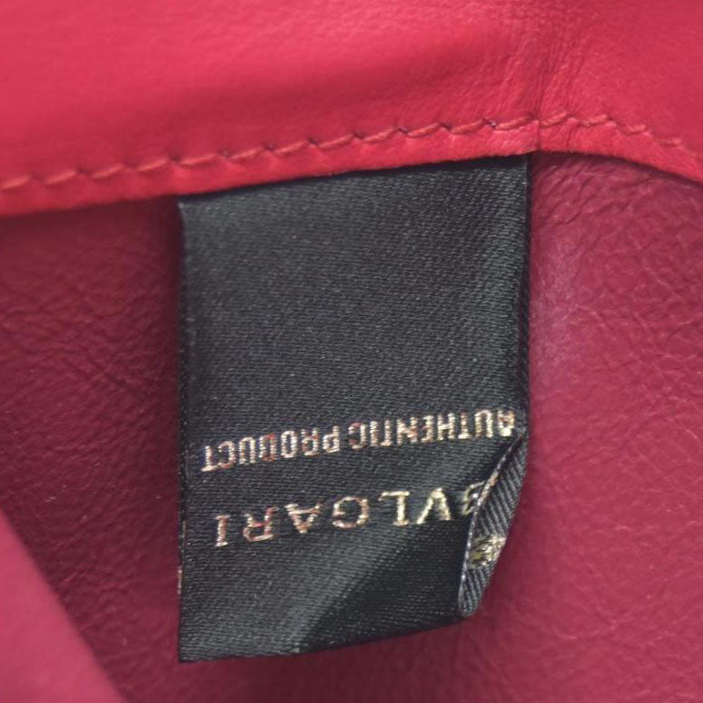 $790 BVLGARI Leather Bifold Long Wallet Pink Croc CONSIGNMENT