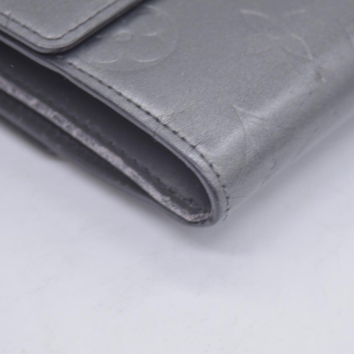 $605 2003 Louis Vuitton Metallic Matt Vernis Compact Wallet Grey TH0033 CONSIGNMENT 10020918