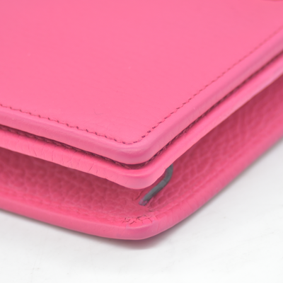 $1150 Gucci Dollar Calfskin Mini GG Marmont Chain Wallet Box Pink