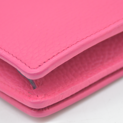 $1150 Gucci Dollar Calfskin Mini GG Marmont Chain Wallet Box Pink