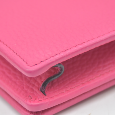 $1150 Gucci Dollar Calfskin Mini GG Marmont Chain Wallet Box Pink