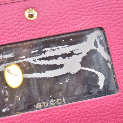 $1150 Gucci Dollar Calfskin Mini GG Marmont Chain Wallet Box Pink