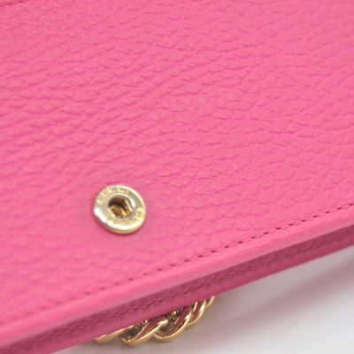 $1150 Gucci Dollar Calfskin Mini GG Marmont Chain Wallet Box Pink