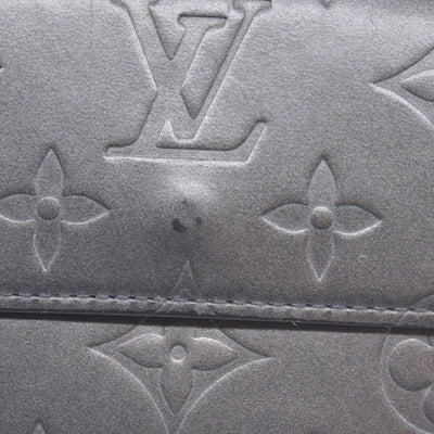 $605 2003 Louis Vuitton Metallic Matt Vernis Compact Wallet Grey TH0033 CONSIGNMENT 10020918