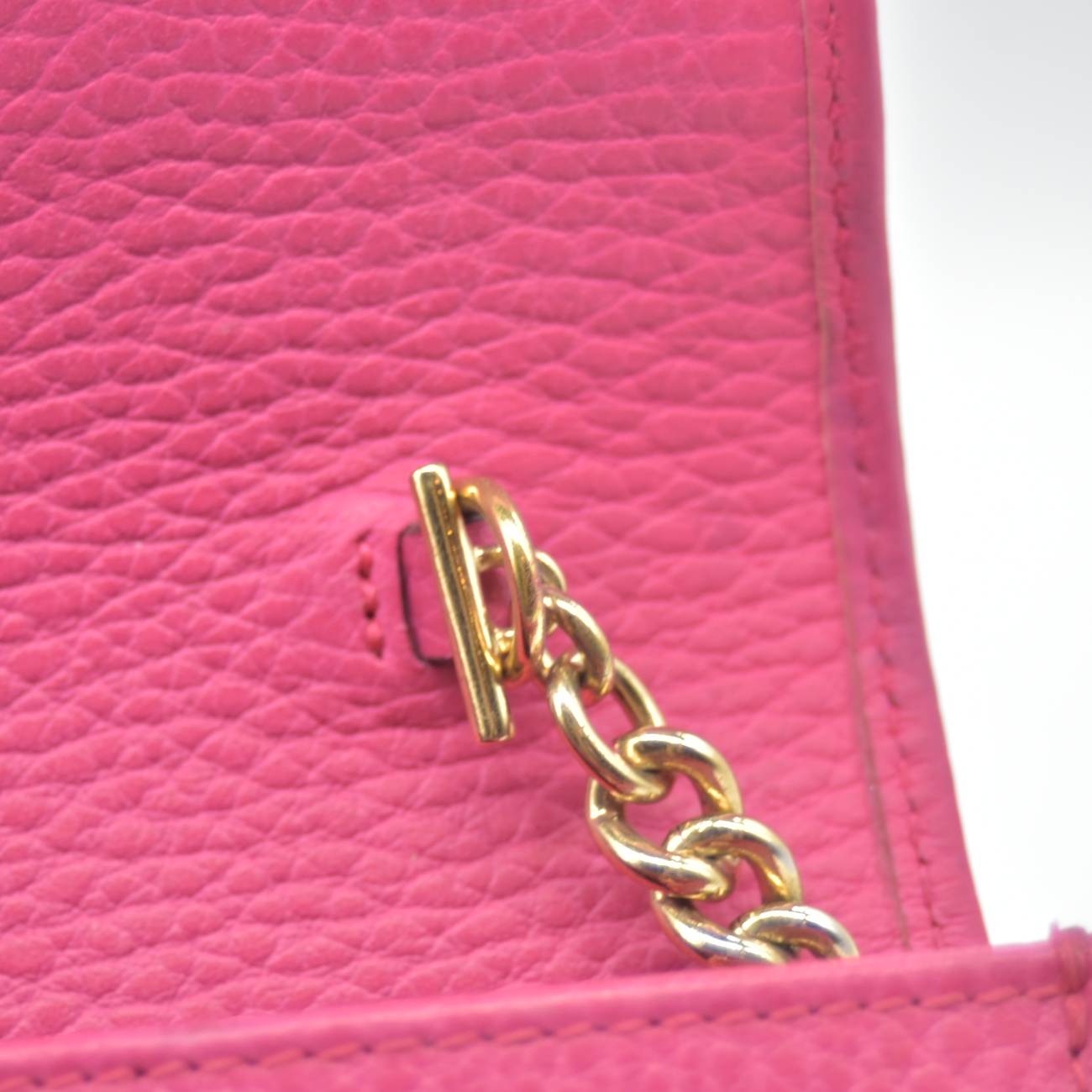 $1150 Gucci Dollar Calfskin Mini GG Marmont Chain Wallet Box Pink