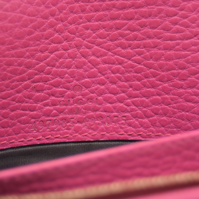 $1150 Gucci Dollar Calfskin Mini GG Marmont Chain Wallet Box Pink