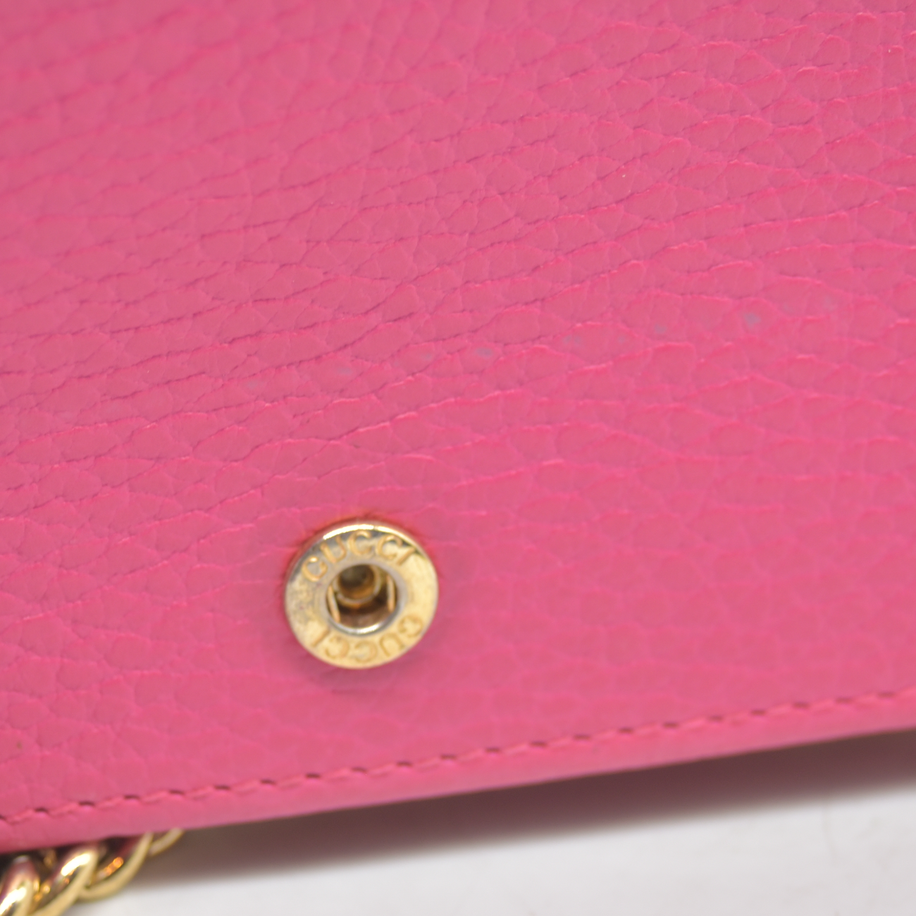 $1150 Gucci Dollar Calfskin Mini GG Marmont Chain Wallet Box Pink