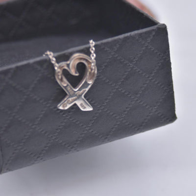 $440 Tiffany & Co. Sterling Silver Paloma Picasso Loving Heart Necklace CONSIGNMENT 10020930