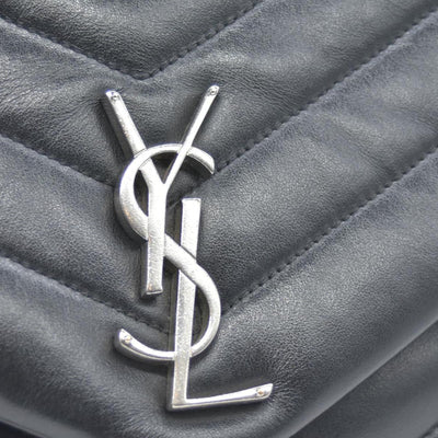 $3250 Saint Laurent Quilted Monogram Medium Loulou Chain Satchel Black