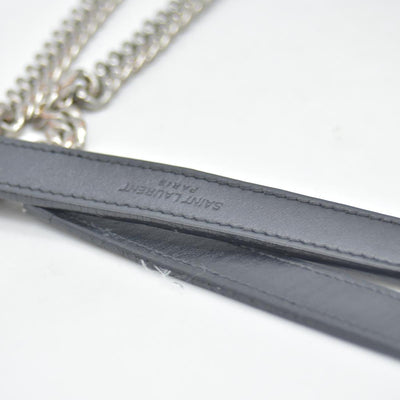 $3250 Saint Laurent Quilted Monogram Medium Loulou Chain Satchel Black