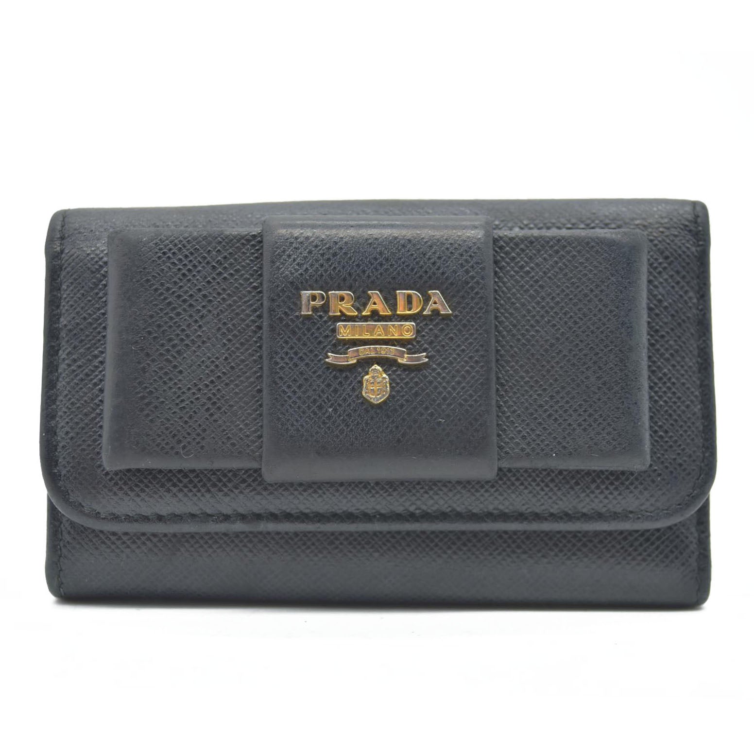 Prada Saffiano Leather Bow Key Holder