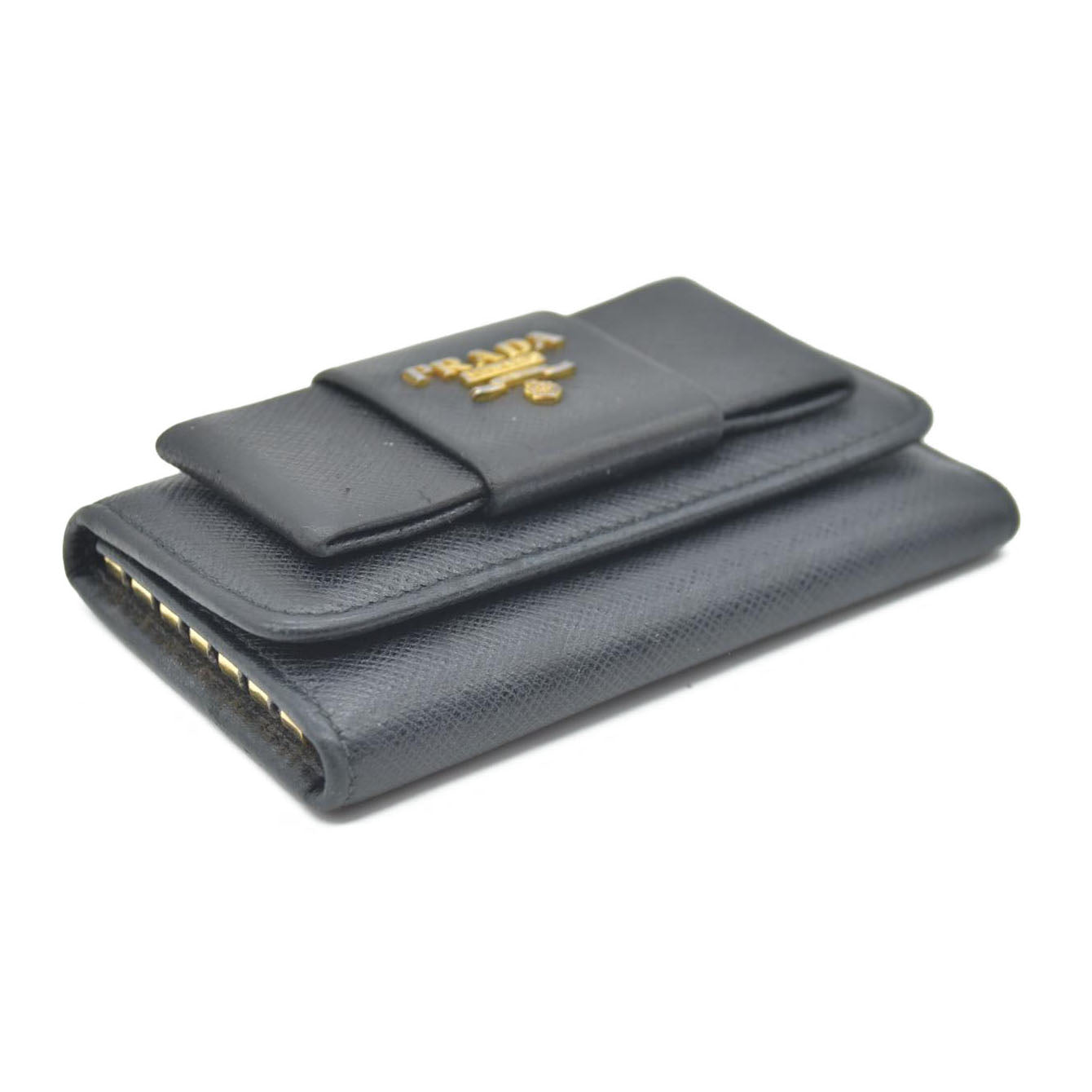 Prada Saffiano Leather Bow Key Holder