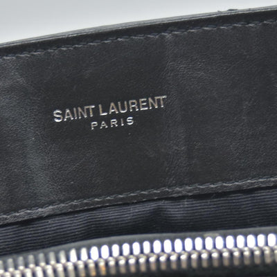 $3250 Saint Laurent Quilted Monogram Medium Loulou Chain Satchel Black
