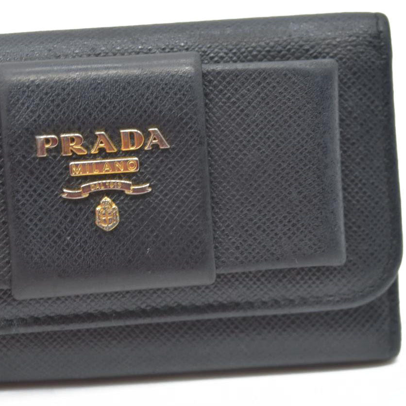 Prada Saffiano Leather Bow Key Holder