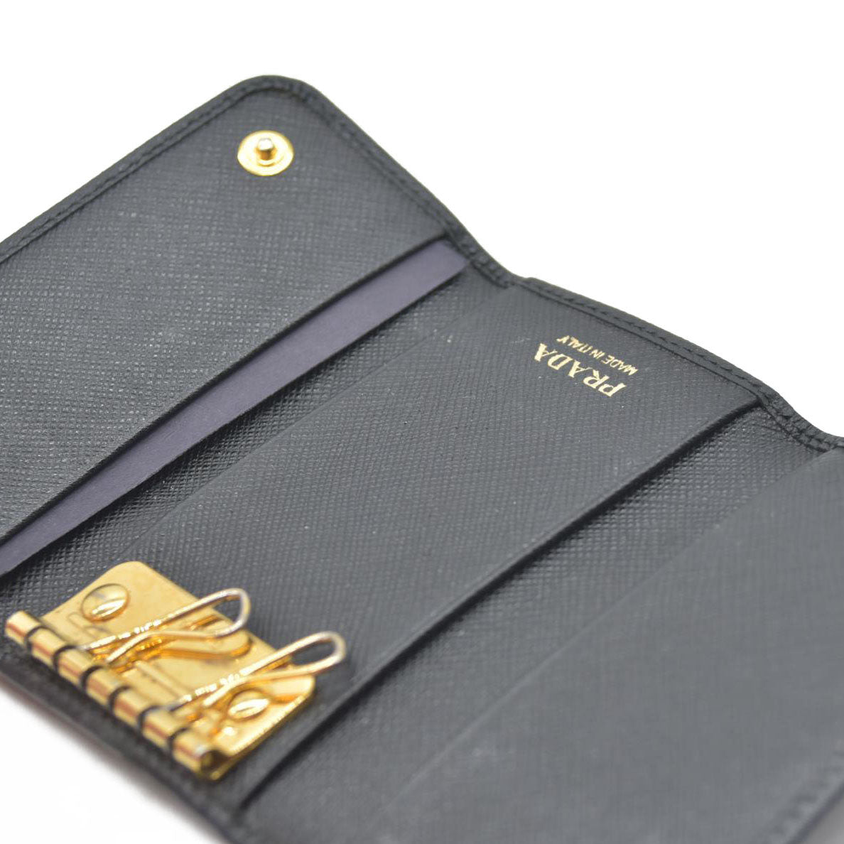 Prada Saffiano Leather Bow Key Holder