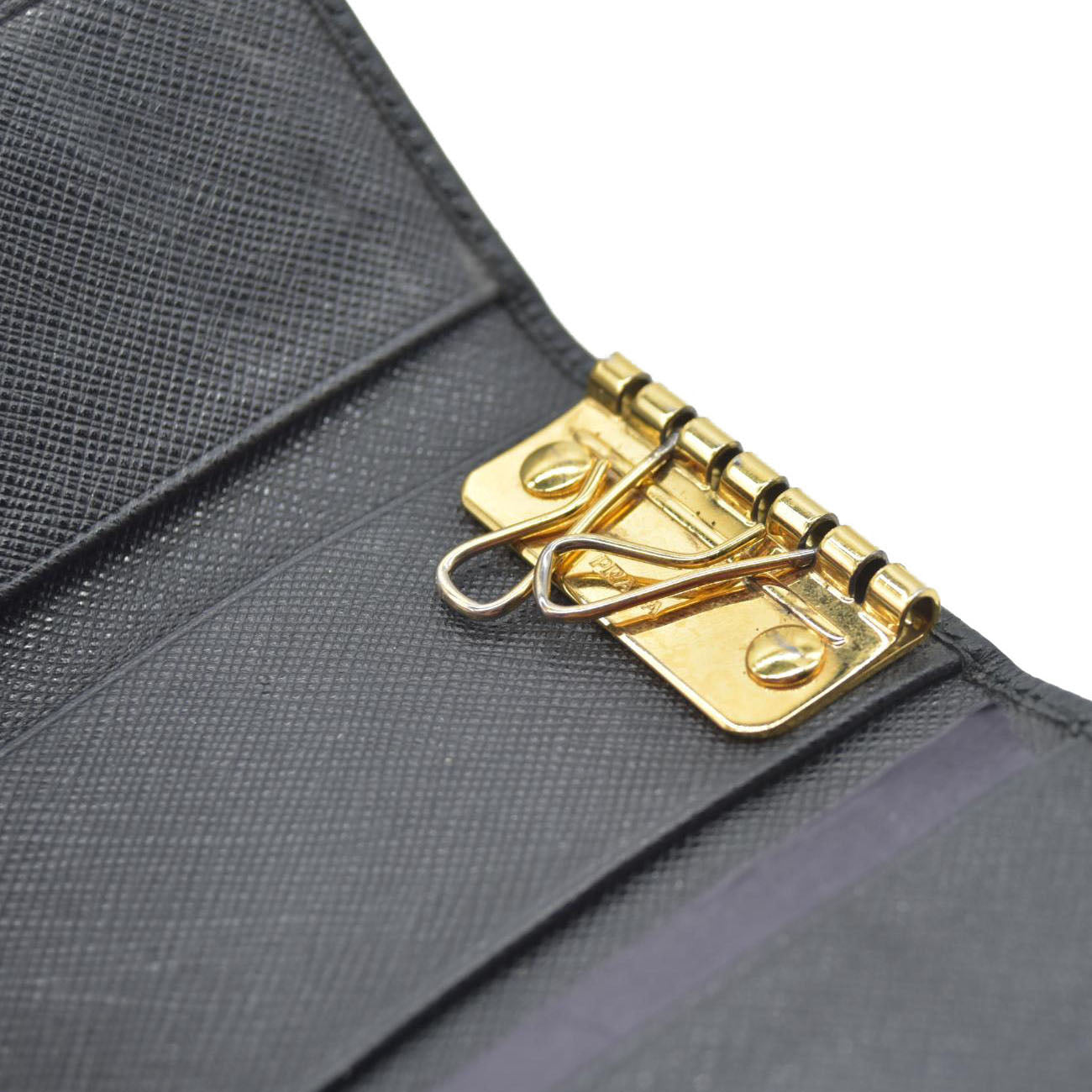 Prada Saffiano Leather Bow Key Holder