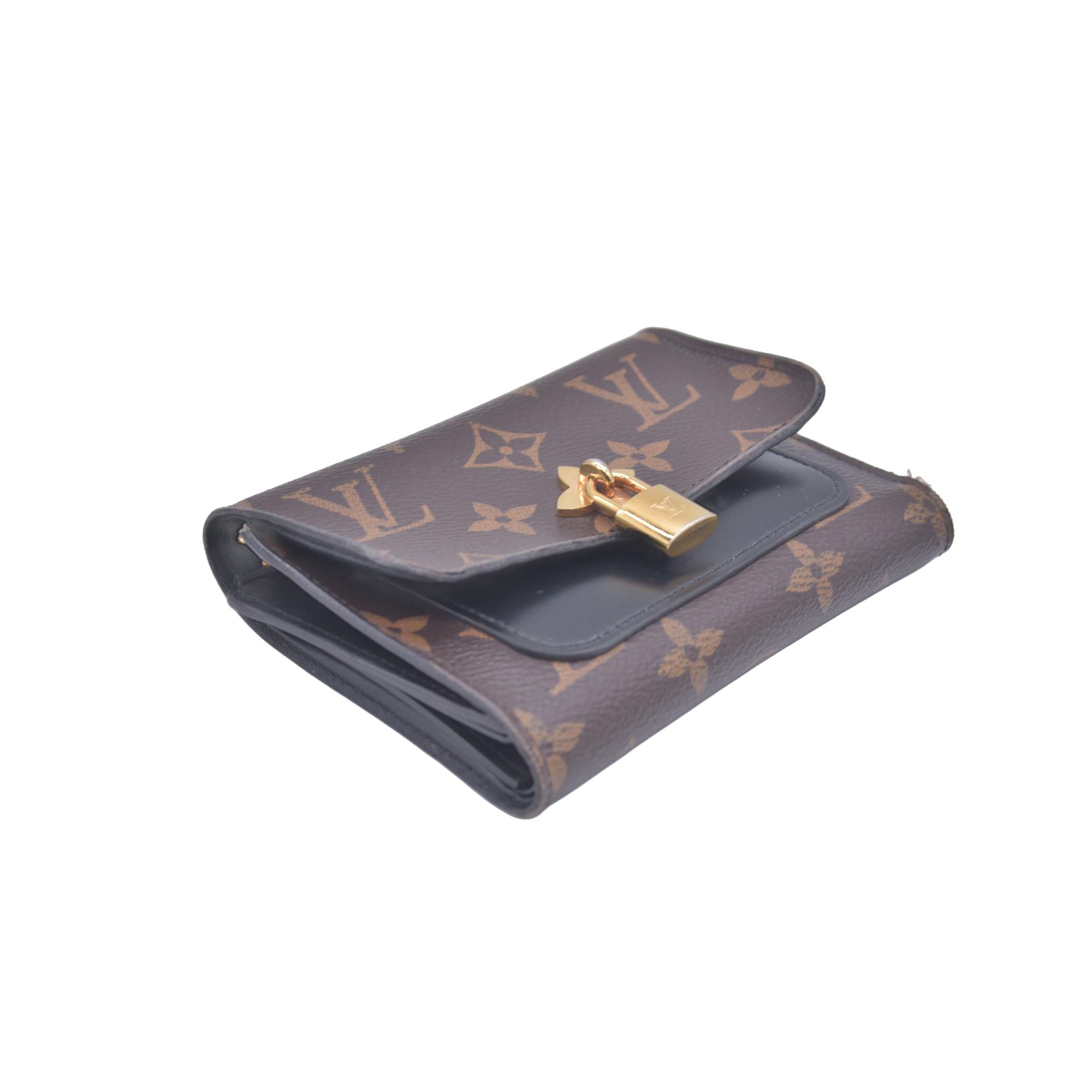 $820 2012 Louis Vuitton Monogram Flower Lock Compact Wallet Black SP4182 CONSIGNMENT