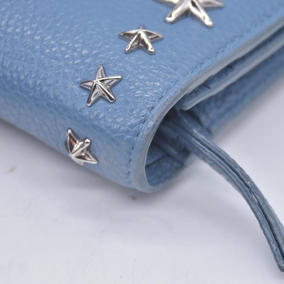 $650 Jimmy Choo Zip Around Compact Star Wallet Blue CONSIGNMENT