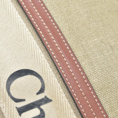 $1650 Chloe Cotton Calfskin Large Woody Ribbon Tote White Brown