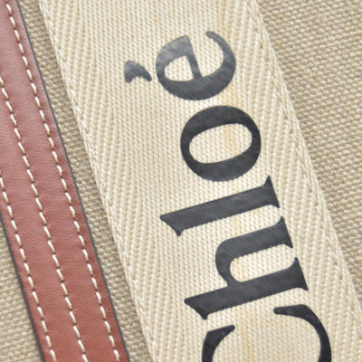 $1650 Chloe Cotton Calfskin Large Woody Ribbon Tote White Brown