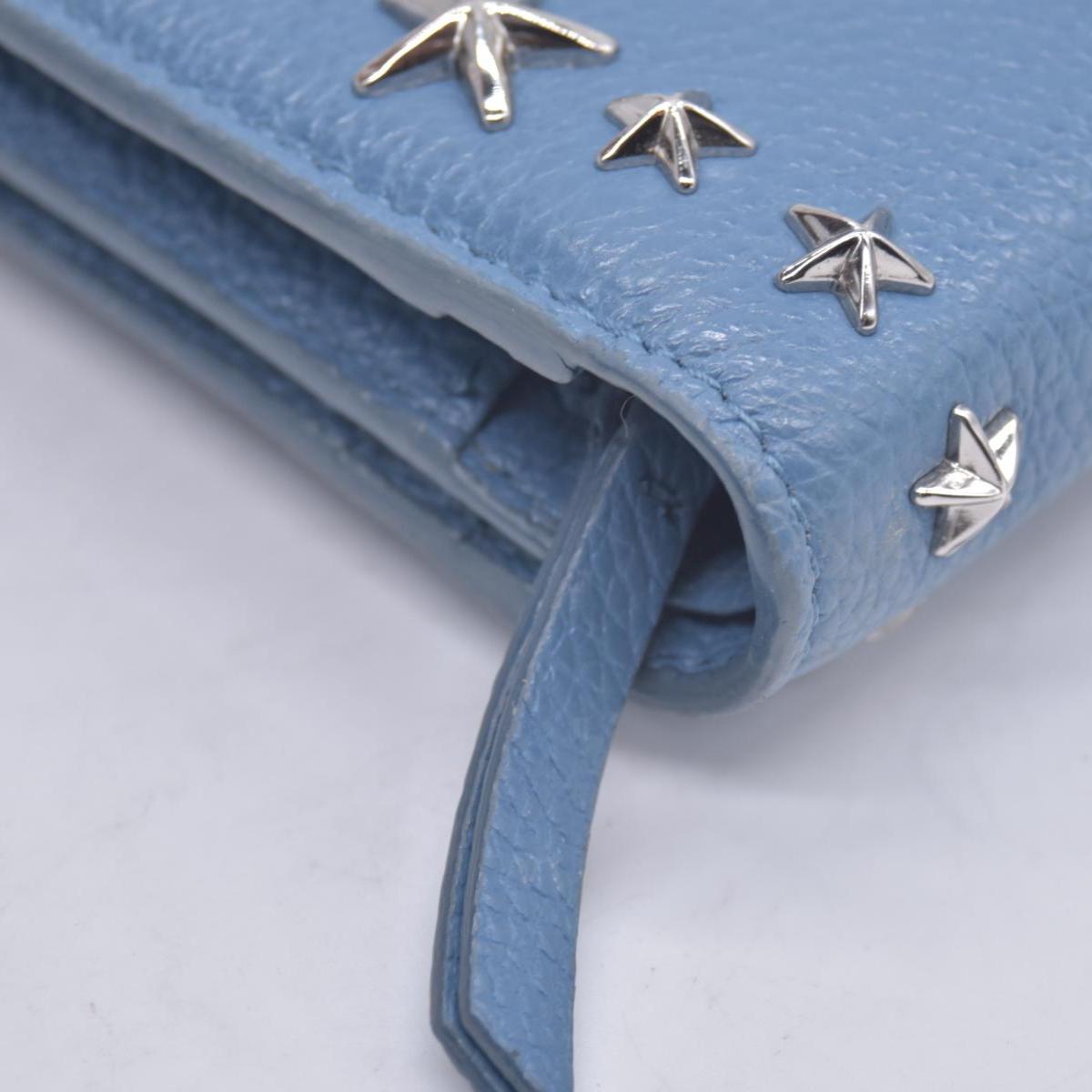 $650 Jimmy Choo Zip Around Compact Star Wallet Blue CONSIGNMENT