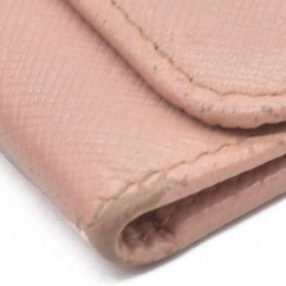 $345 Prada Saffiano Metal 6 Key Holder Beige Pink