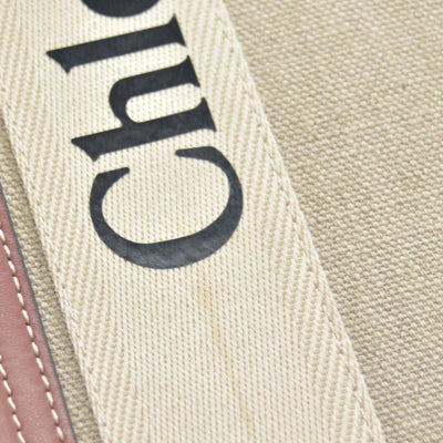 $1650 Chloe Cotton Calfskin Large Woody Ribbon Tote White Brown