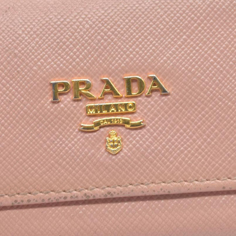 $345 Prada Saffiano Metal 6 Key Holder Beige Pink