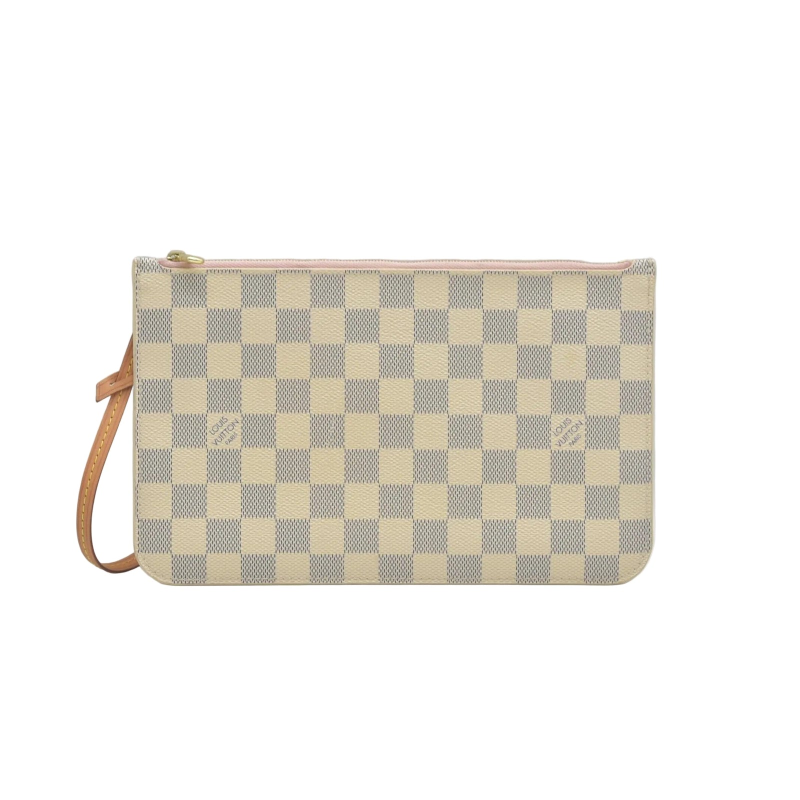$600 Louis Vuitton Damier Azur Neverfull MM GM Pochette Rose Ballerine MS3179
