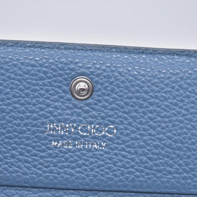 $650 Jimmy Choo Zip Around Compact Star Wallet Blue CONSIGNMENT