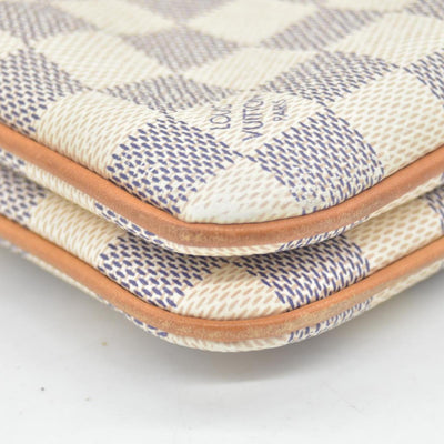 $1350 Louis Vuitton Damier Azur Double Zip Pochette