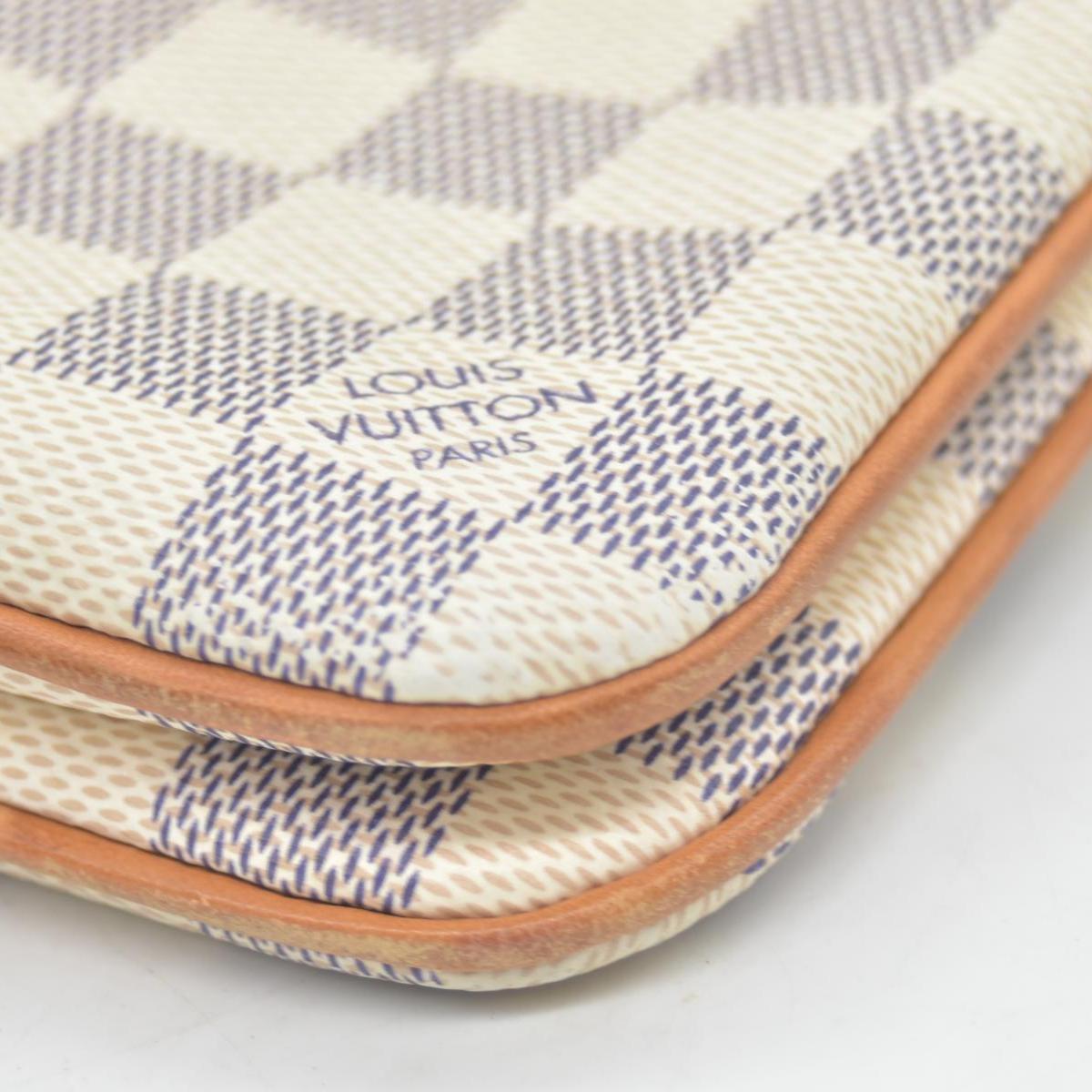 $1350 Louis Vuitton Damier Azur Double Zip Pochette