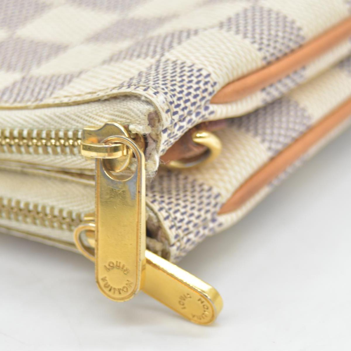 $1350 Louis Vuitton Damier Azur Double Zip Pochette