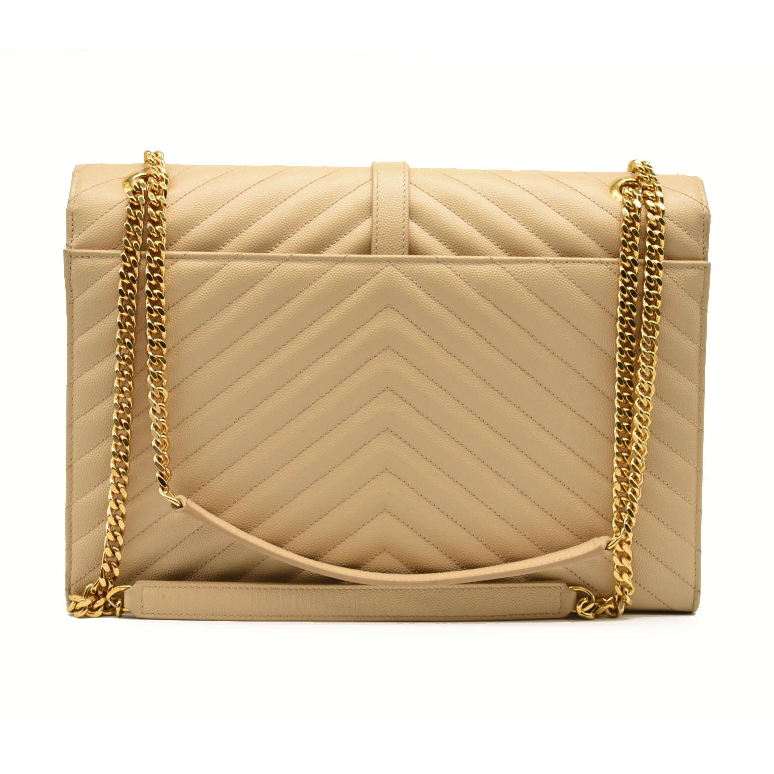 SAINT LAURENT Grain De Poudre Mixed Matelasse Large Triquilt Monogram Satchel Nude Powder