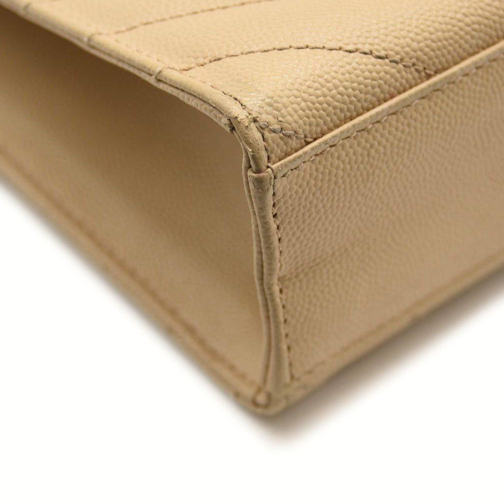 SAINT LAURENT Grain De Poudre Mixed Matelasse Large Triquilt Monogram Satchel Nude Powder