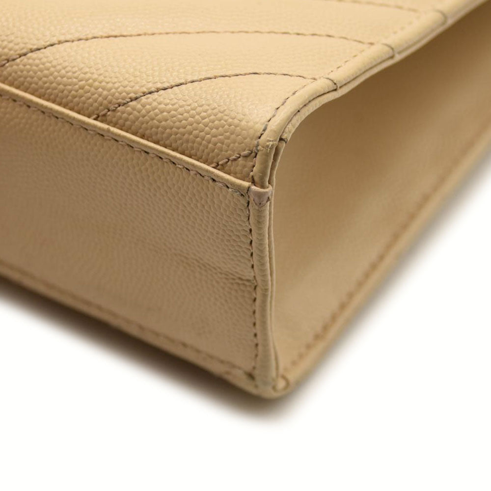 SAINT LAURENT Grain De Poudre Mixed Matelasse Large Triquilt Monogram Satchel Nude Powder