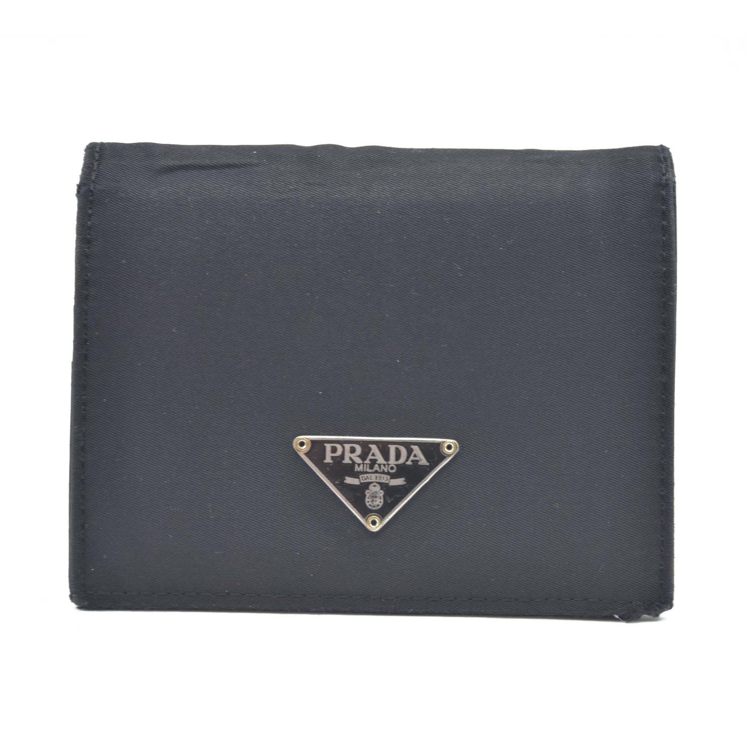 Prada  Tessuto Nylon Tri-Fold Compact Wallet Black