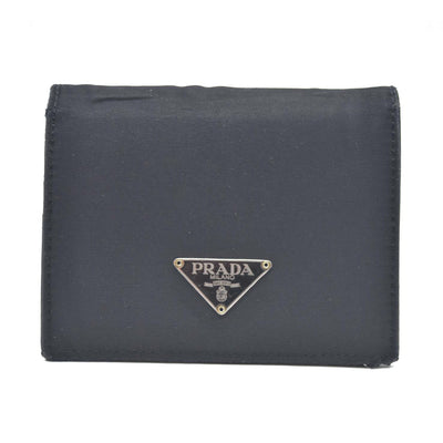 Prada  Tessuto Nylon Tri-Fold Compact Wallet Black