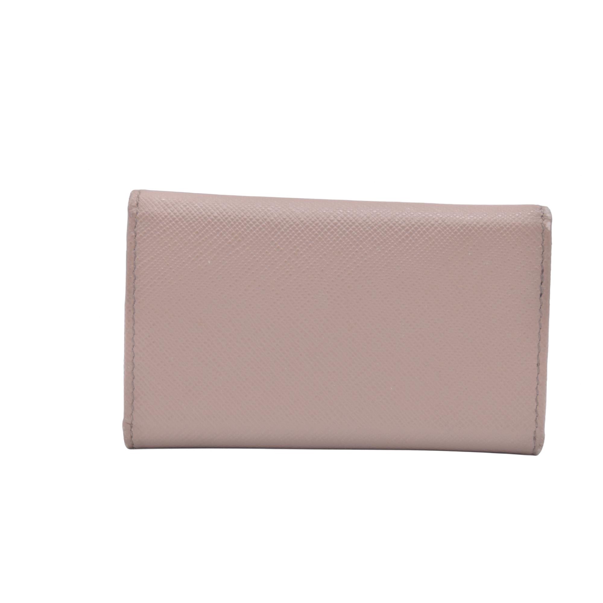 $595 Prada Saffiano Lux Leather Compact Wallet Beige CONSIGNMENT