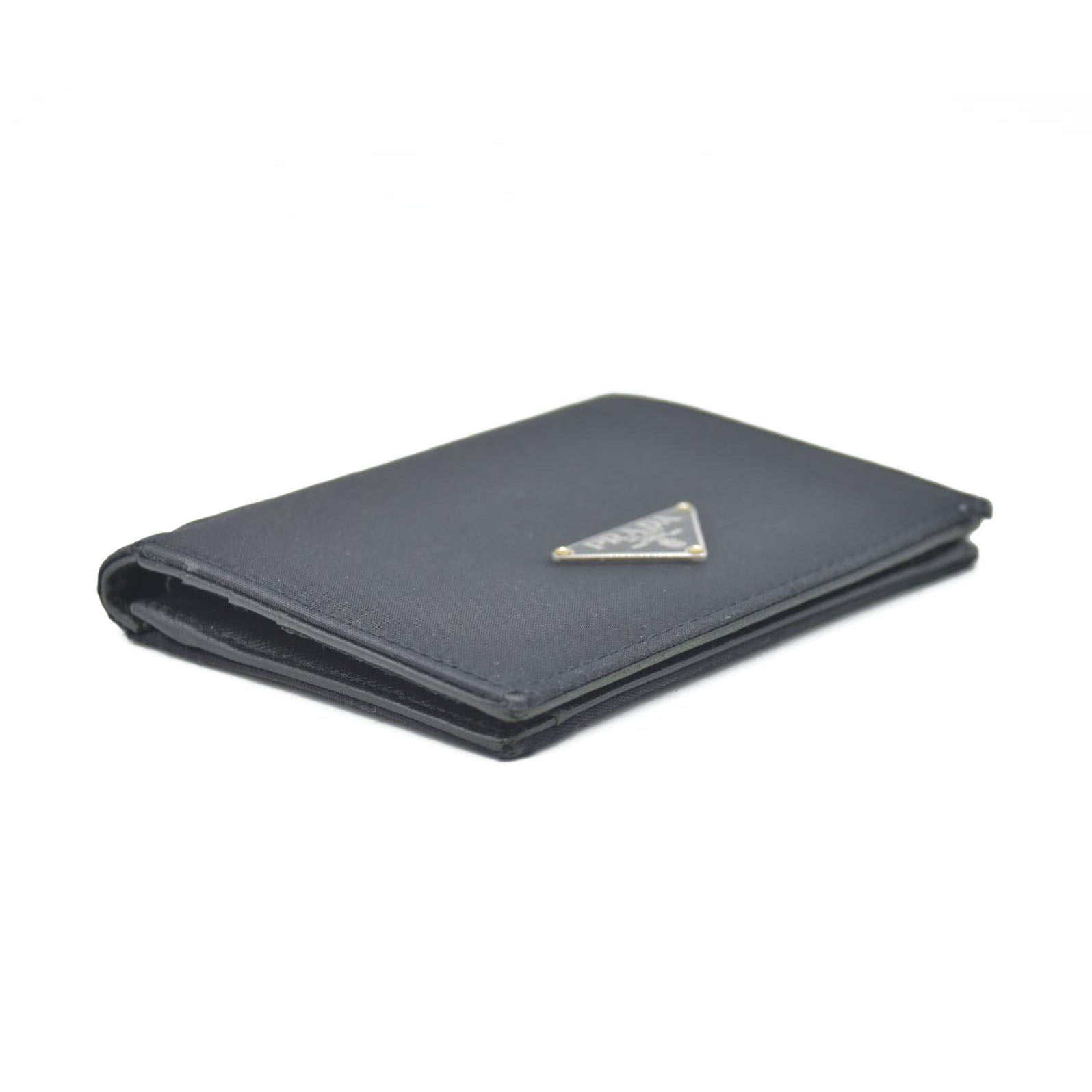 Prada  Tessuto Nylon Tri-Fold Compact Wallet Black
