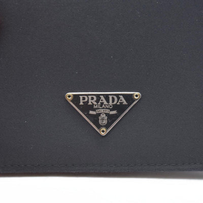 Prada  Tessuto Nylon Tri-Fold Compact Wallet Black