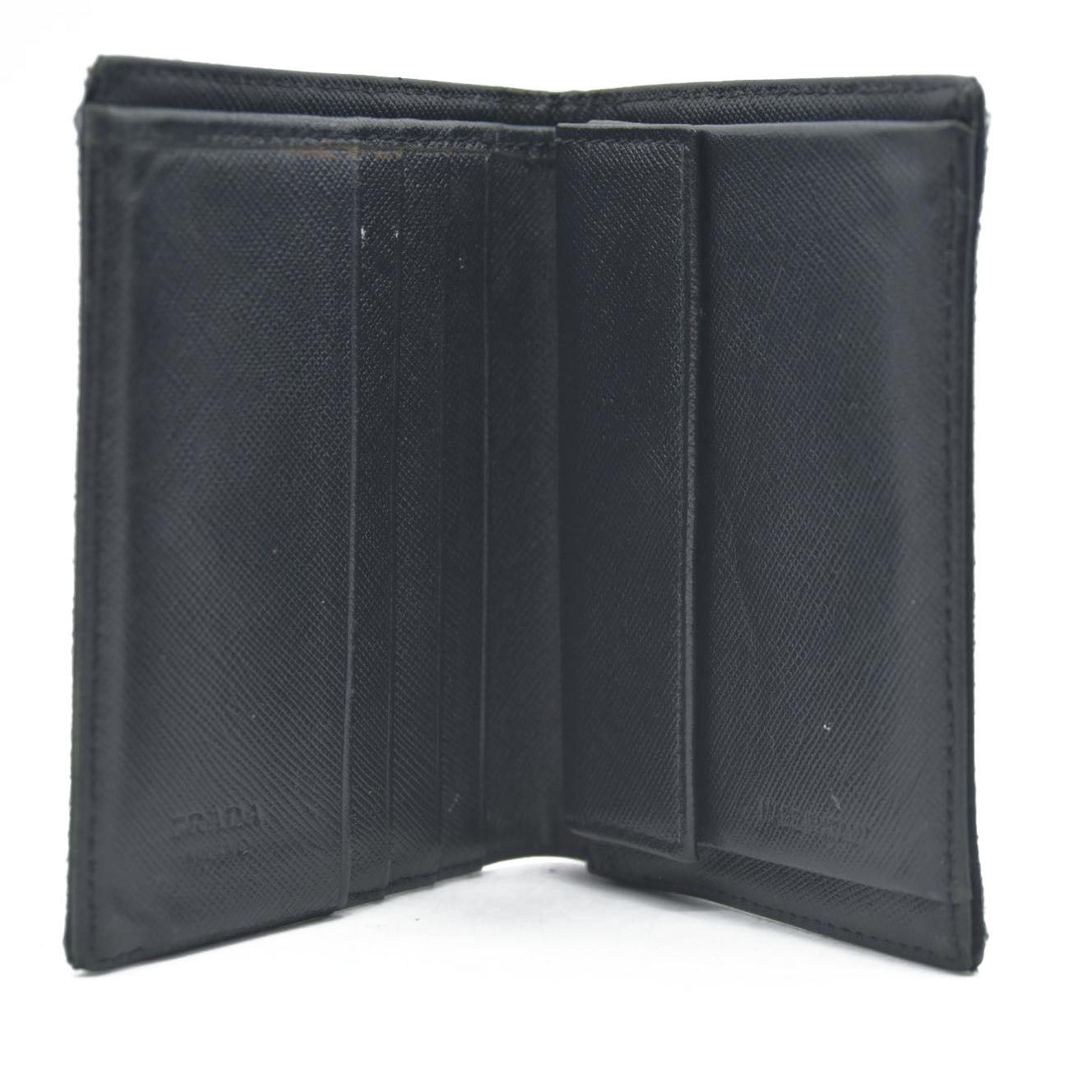 Prada  Tessuto Nylon Tri-Fold Compact Wallet Black